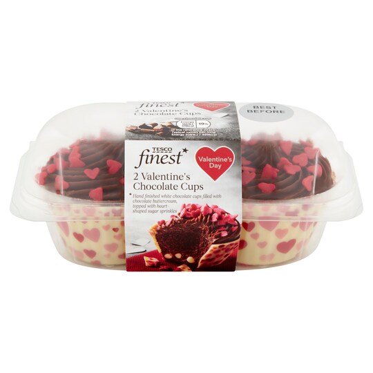 Tesco Finest 2 Valentines Chocolate Cups Tesco Groceries
