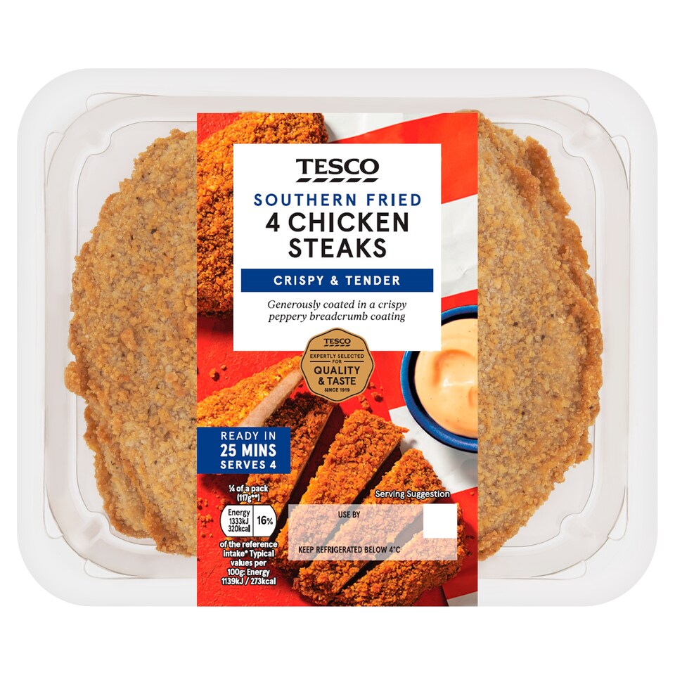 Tesco 4 Southern Fried Steaks (C) 505g