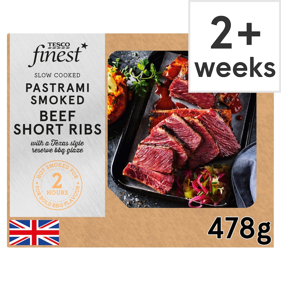Tesco Finest Slow Cooked Pastrami Smoked Beef Shortrib with a Texas Style Reserve BBQ Glaze 478G