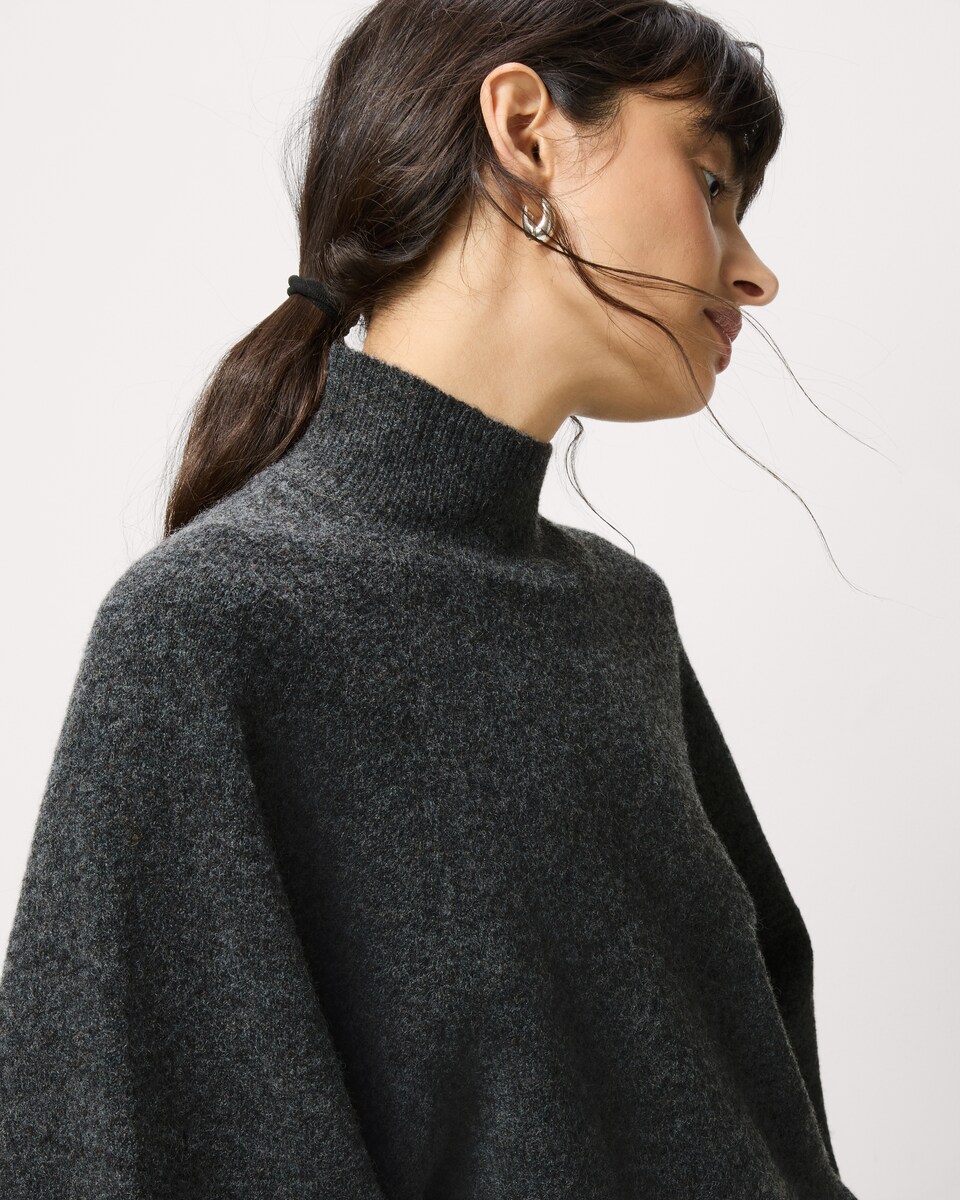 image 1 of F&F Turtle Neck Wide Sleeve Jumper in Black