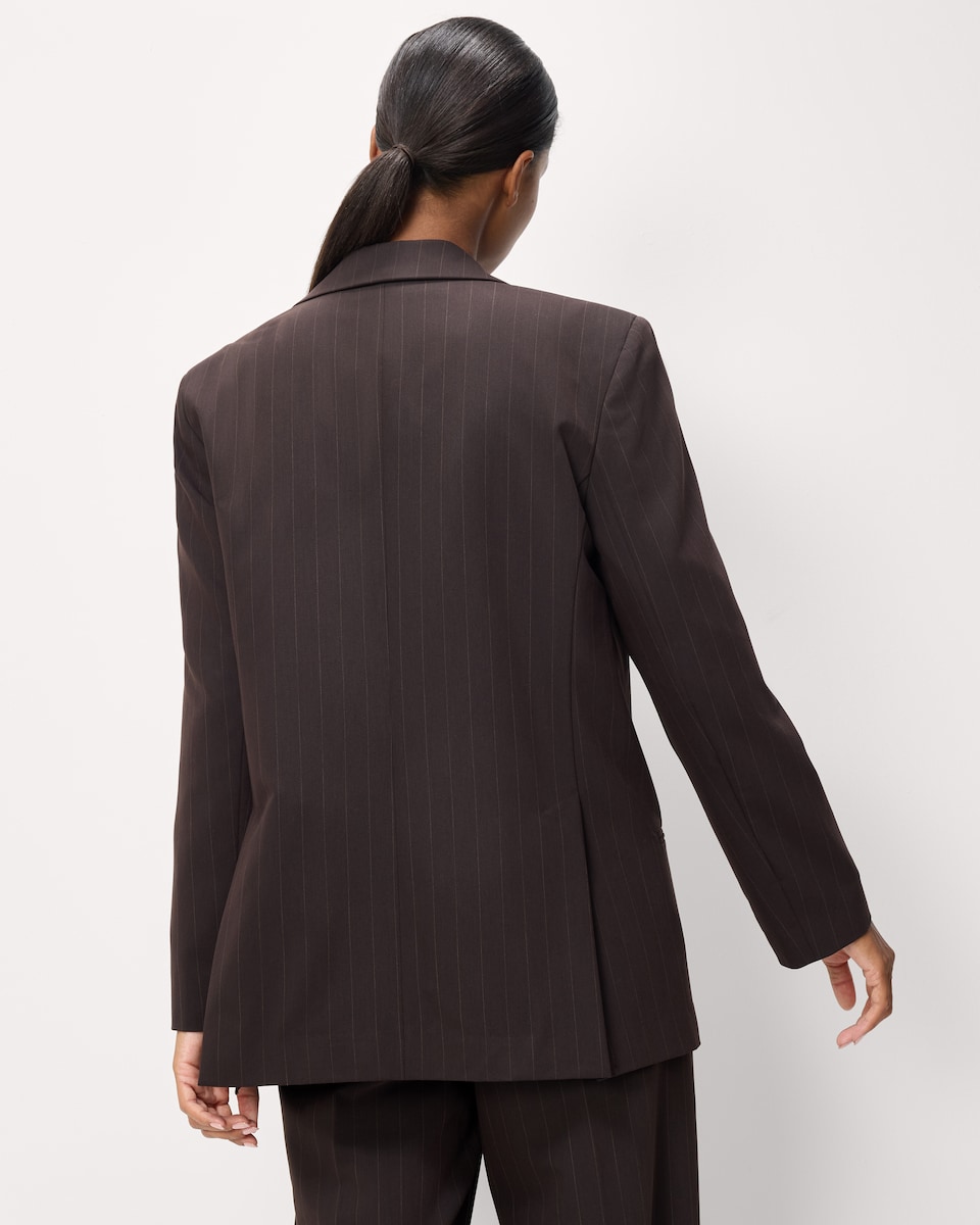 image 1 of F&F Pinstripe Double Breasted Co-ord Blazer in Brown