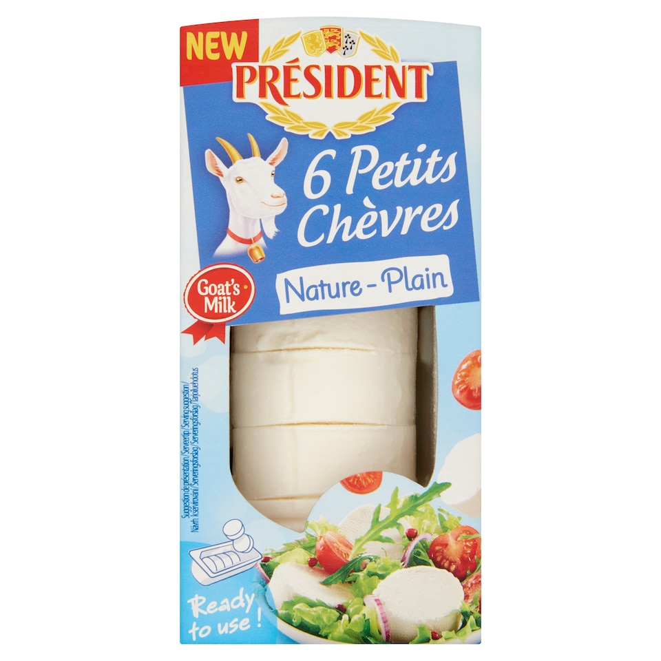 image 1 of Président Petits Chèvres Fat, Soft, Unflavoured Goat Cheese 6 pcs 100 g