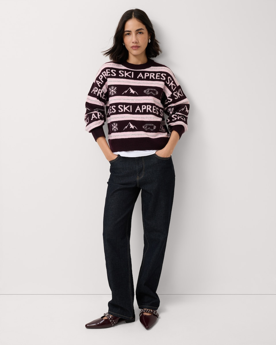 image 1 of F&F Striped Ski Jumper in Pink