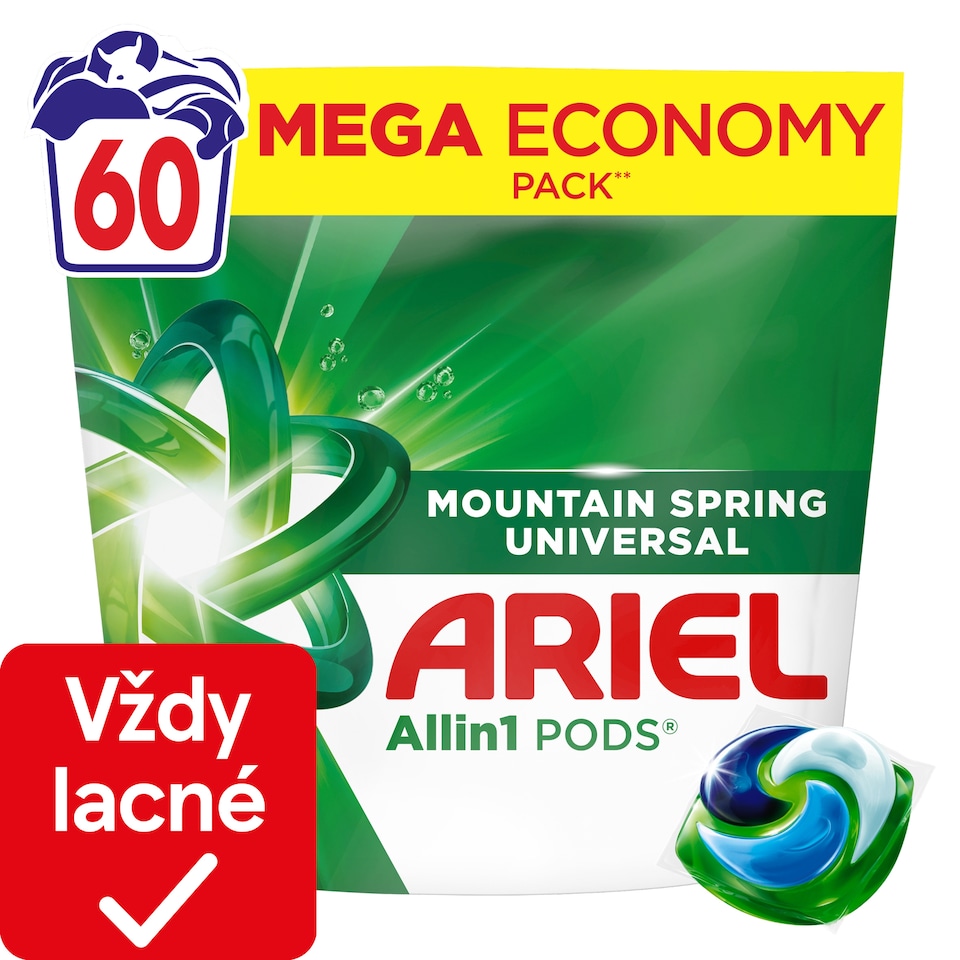 obrázok 1 z Ariel Allin1 PODS Mountain Spring Universal Tekutý Prací Prostriedok V Kapsulách, 60 Praní