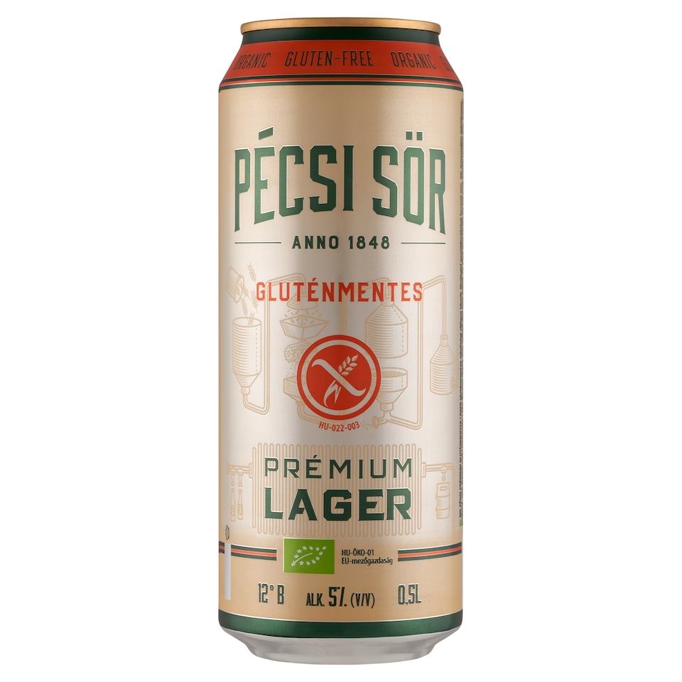 image 1 of Pécsi Sör Prémium Lager Gluten-Free Quality Light Wheat Beer 5% 0,5 l