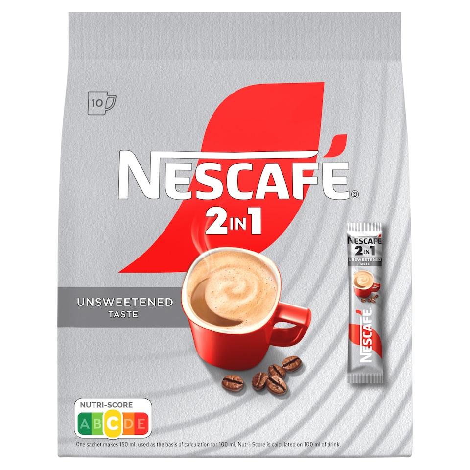 NESCAFÉ 2in1 Unsweetened Taste Instant Coffee Specialty 10 x 8 g (80 g)