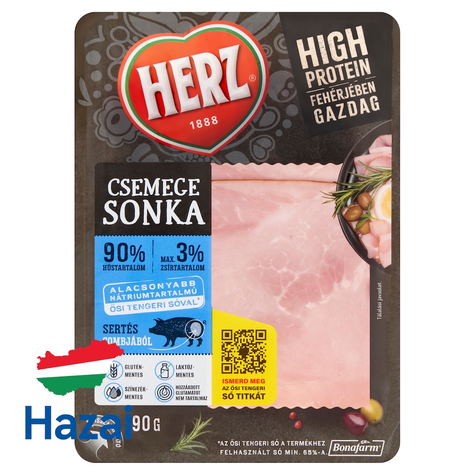 HERZ szeletelt csemege sonka 90 g 1. kép