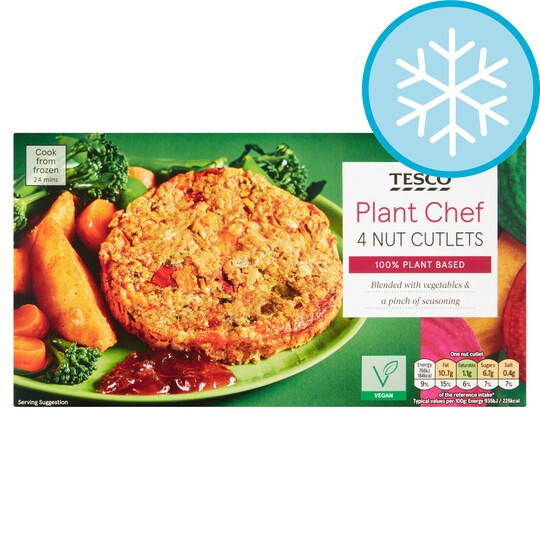 Tesco Plant Chef 4 Nut Cutlets 350G Tesco Groceries
