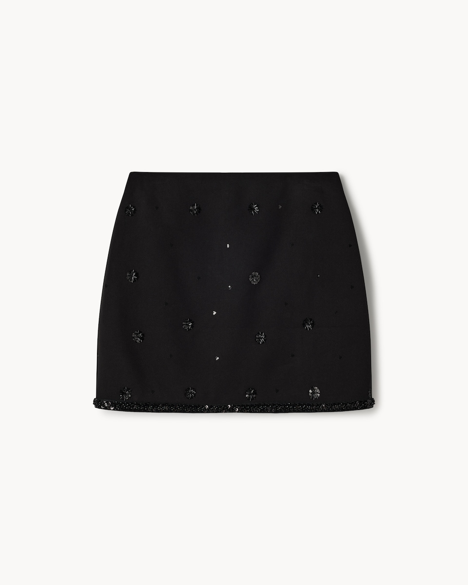 image 1 of F&F Sequin Beaded Mini Skirt in Black