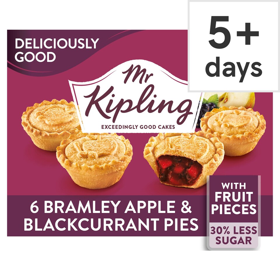 Mr Kipling 6 Apple & Blackcurrant Pie 30 Less Sugar Tesco Groceries