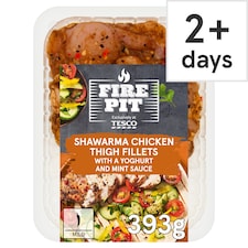 Tesco Firepit Shawarma Chicken Thigh Fillets with Yoghurt & Mint Sauce 393g
