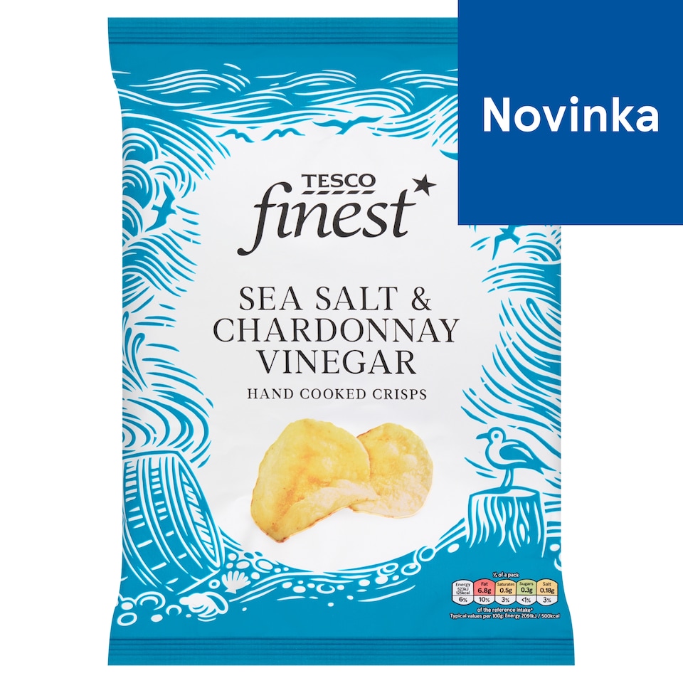 Tesco Finest Sea Salt and Chardonnay Vinegar Hand Cooked Crisps 150 g