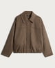image 4 of F&F Faux Suede Bubble Hem Zip Up Jacket in Khaki