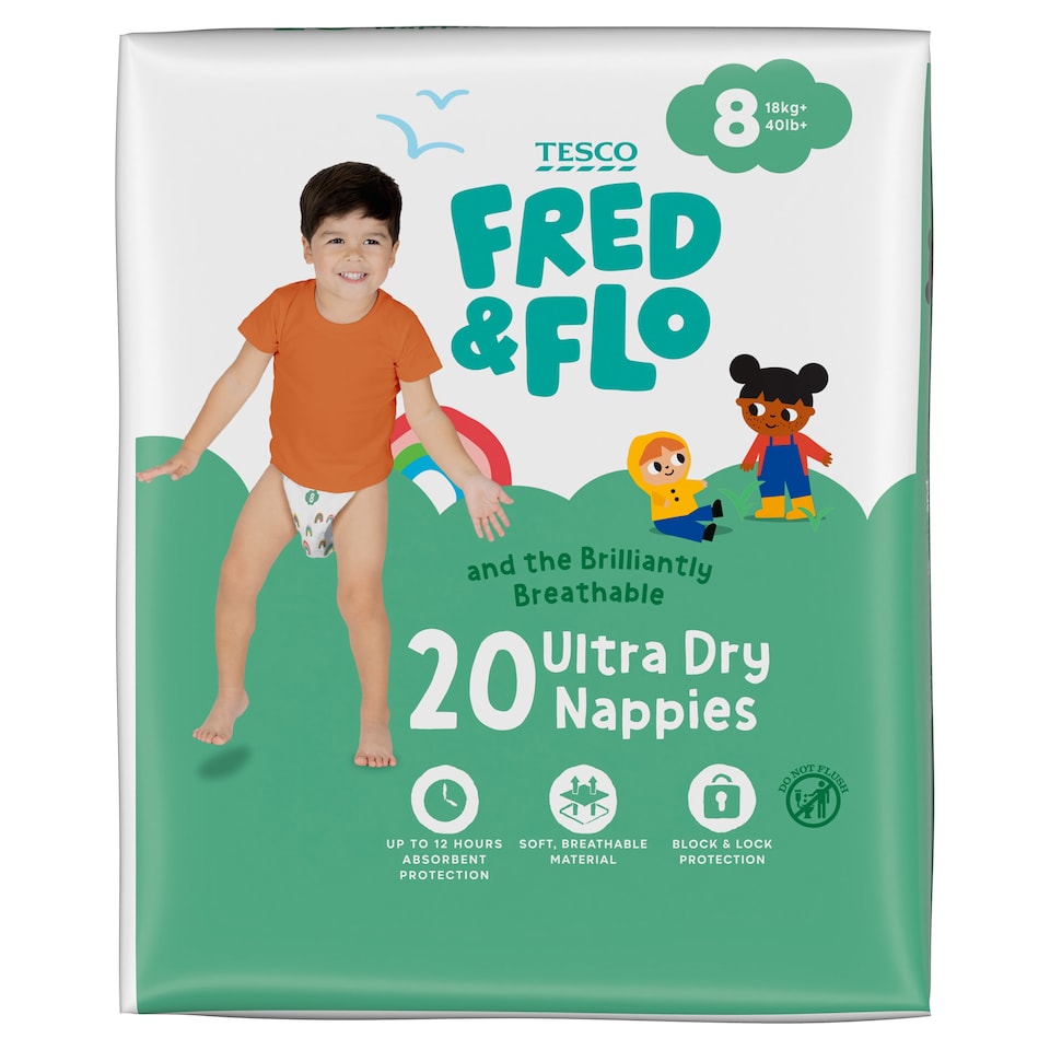  Fred & Flo Size 8 Ultra Dry 20 Nappies 