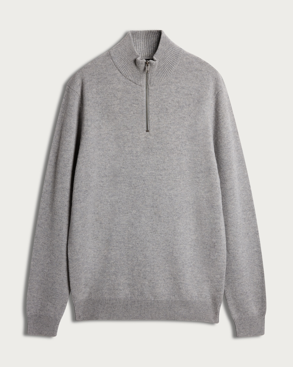 image 1 of F&F Lambswool Knitted Half Zip Jumper in Grey