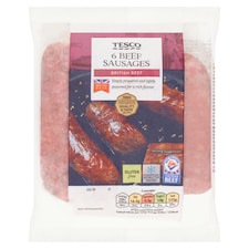 Tesco 6 Beef Sausages 400g