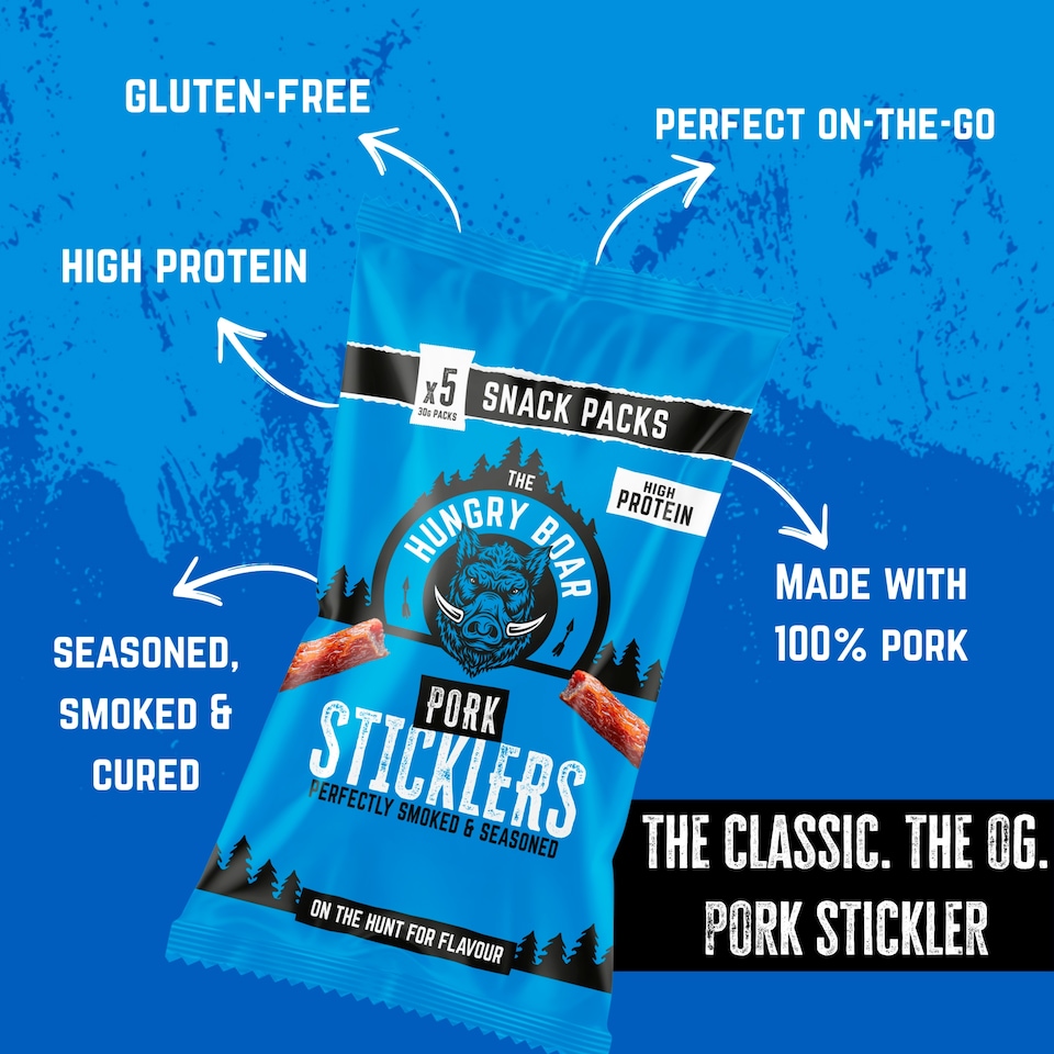 image 1 of The Hungry Boar Pork Sticklers 5x30g
