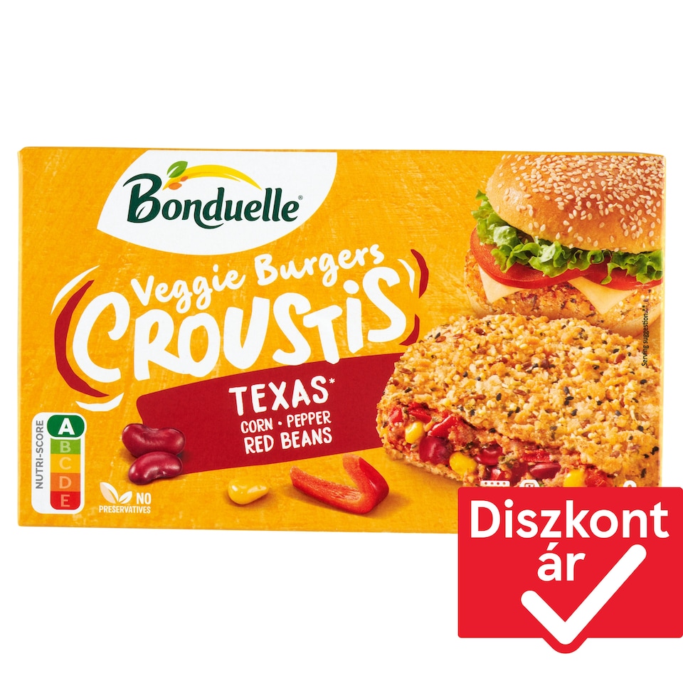Bonduelle Veggie Burgers Croustis gyorsfagyasztott panírozott és elősütött zöldségkorong 2 db 240 g  1. kép