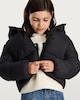 image 1 of F&F Girls Cropped Hooded Shower Resistant Puffer Jacket in Black