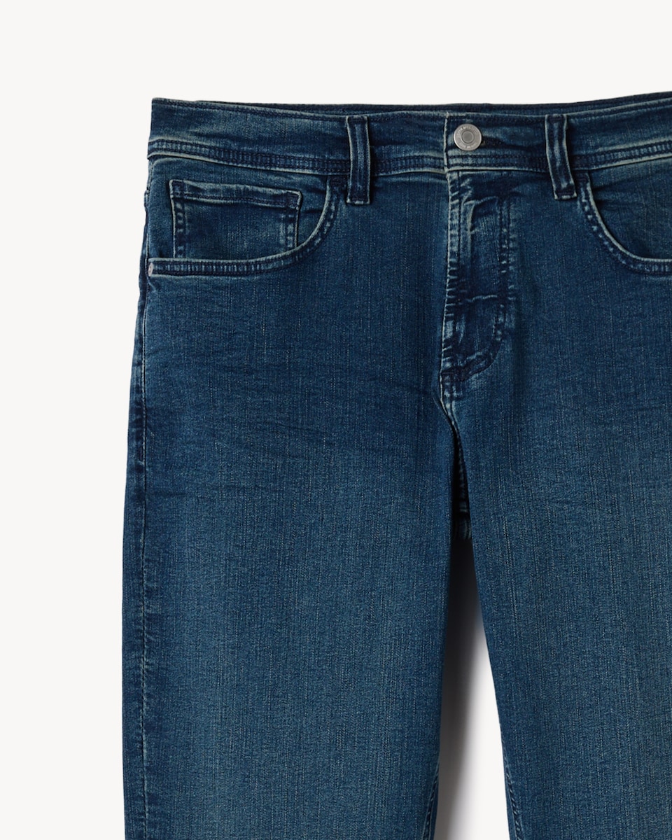 image 1 of F&F Cotton Rich FREEFIT® Slim Fit Jeans in Navy