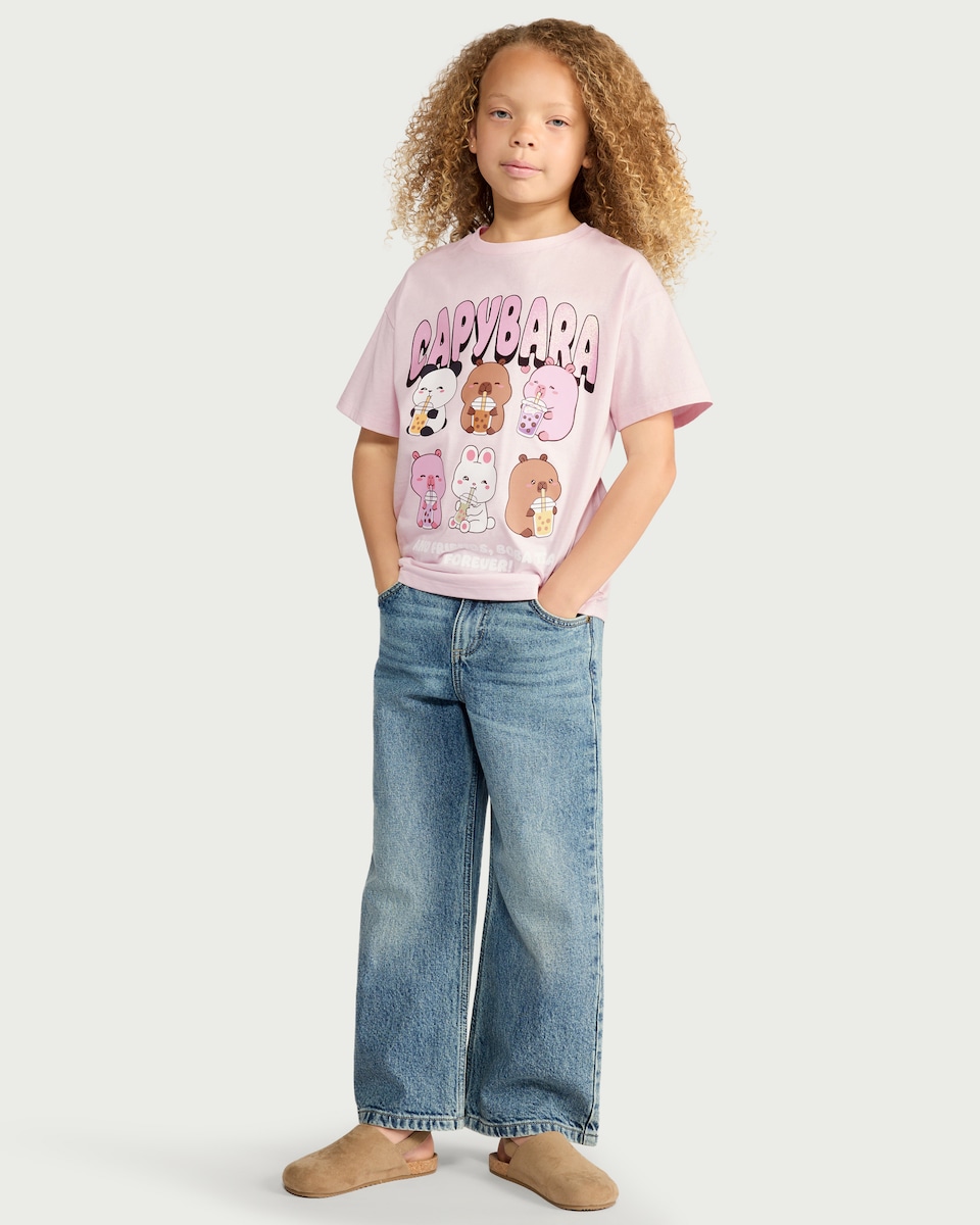 image 1 of Capyfun Pure Cotton T-Shirt in Pink