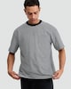 image 1 of F&F Pure Cotton Heavyweight Stripe Print T-Shirt in Grey Marl