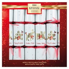 Tesco Gold Reindeer Dinner Party Crackers 12 Pack