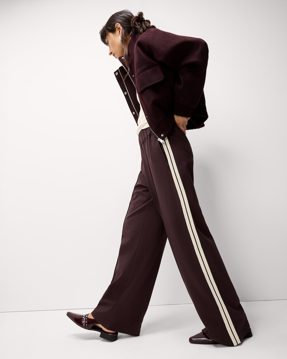 image 1 of F&F Side Stripe Wide Leg Trousers in Brown