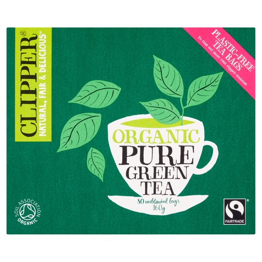 Clipper Organic Fair Trade Pure Green Tea 80S 160G Tesco Groceries