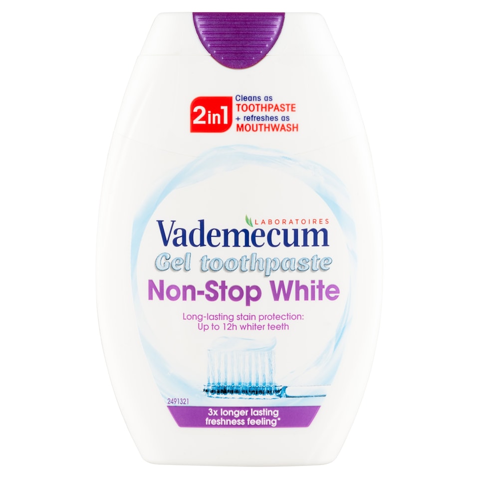 Vademecum 2in1 Non Stop White gél állagú fogkrém 75 ml