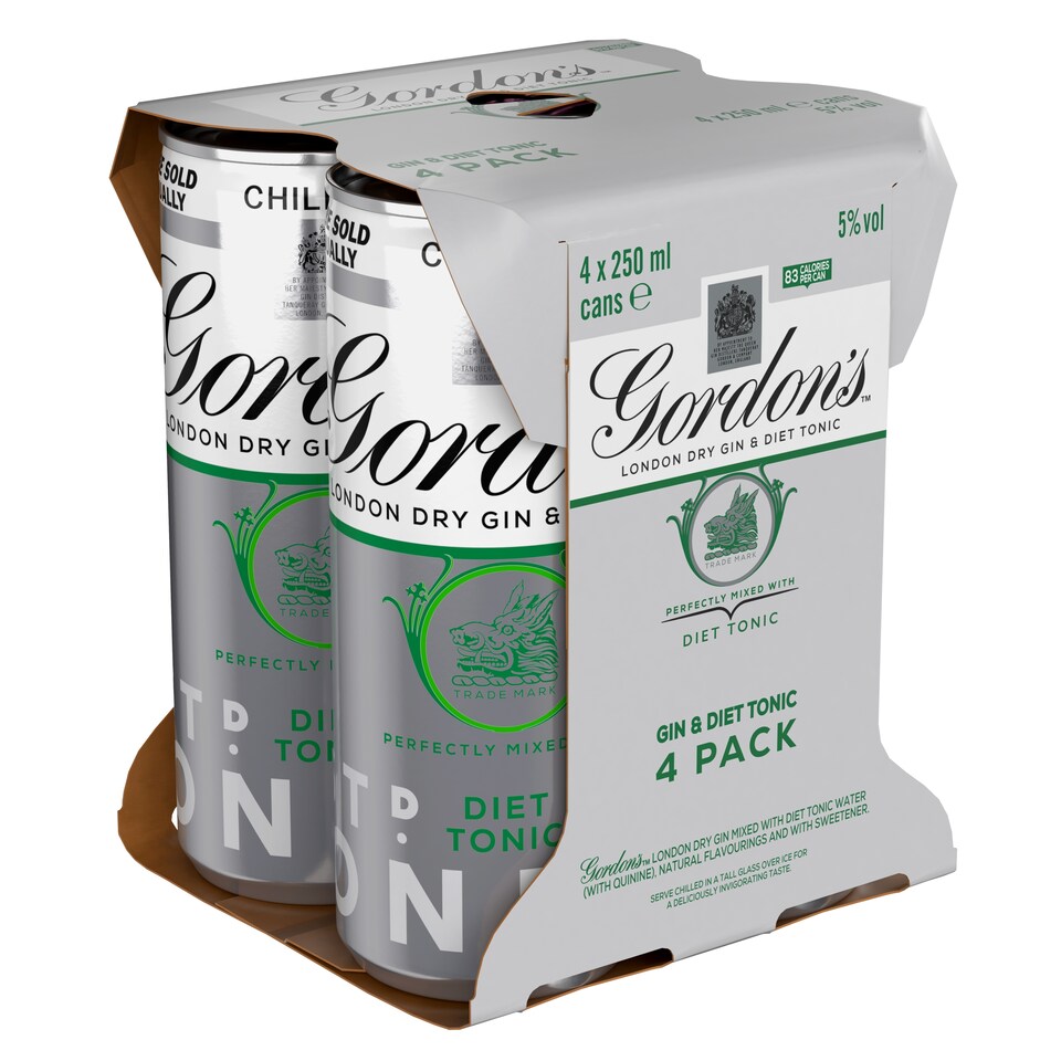 image 1 of Gordon's Gin & Slimline Tonic Can 5% Vol 4x250ml