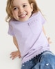 image 1 of F&F Girls Pure Cotton Floral Trim T-Shirt in Lilac