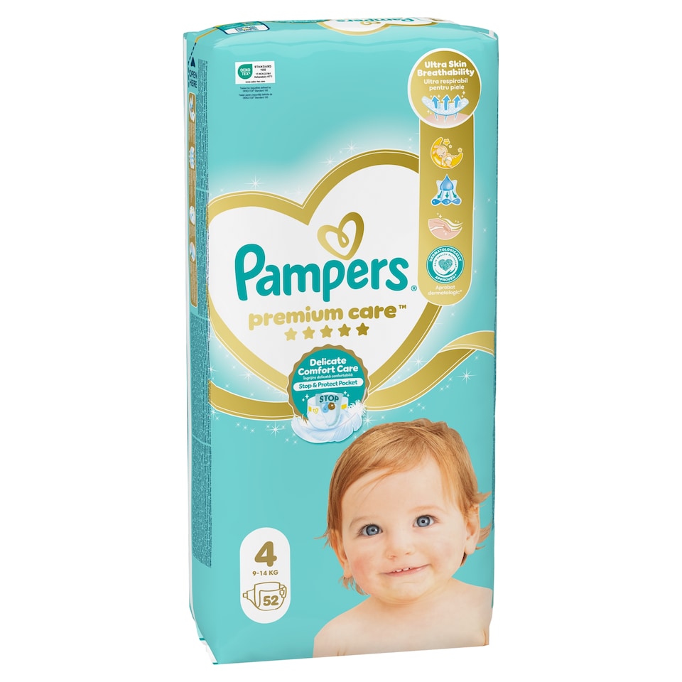 image 1 of Pampers Premium Care Size 4, 52 Nappies, 9kg-14kg