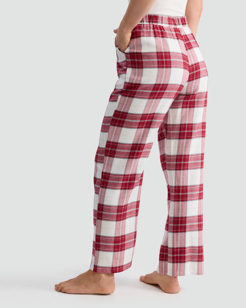 image 1 of F&F Cotton Blend Check Print Pyjama Bottoms in Multi Red