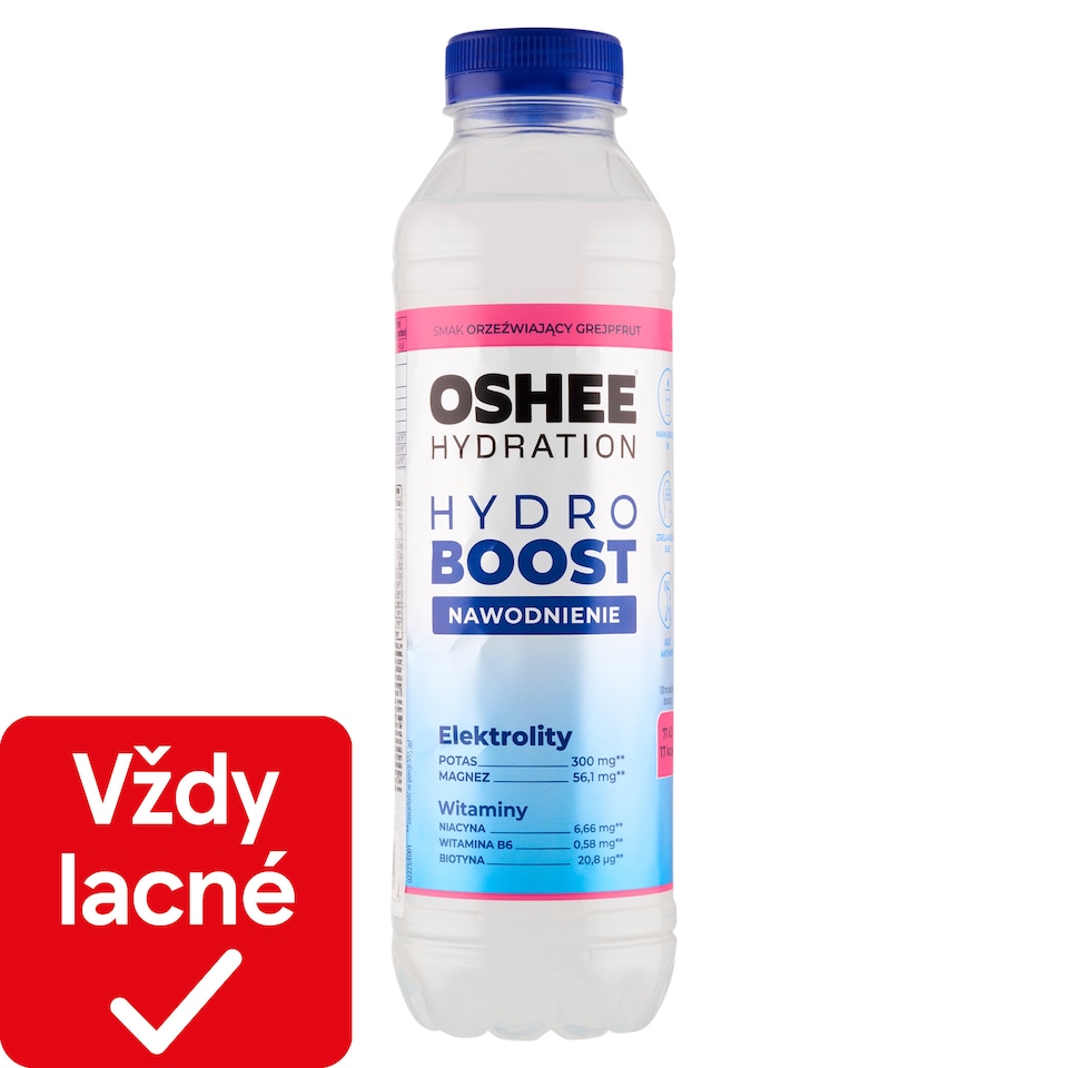 obrázok 1 z Oshee Hydro Boost izotonický nealkoholický nápoj nesýtený s príchuťou grapefruitu 555 ml