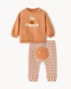 image 1 of F&F Baby Cotton Rich Pumpkin Sweatshirt and Leggings Set in Brick
