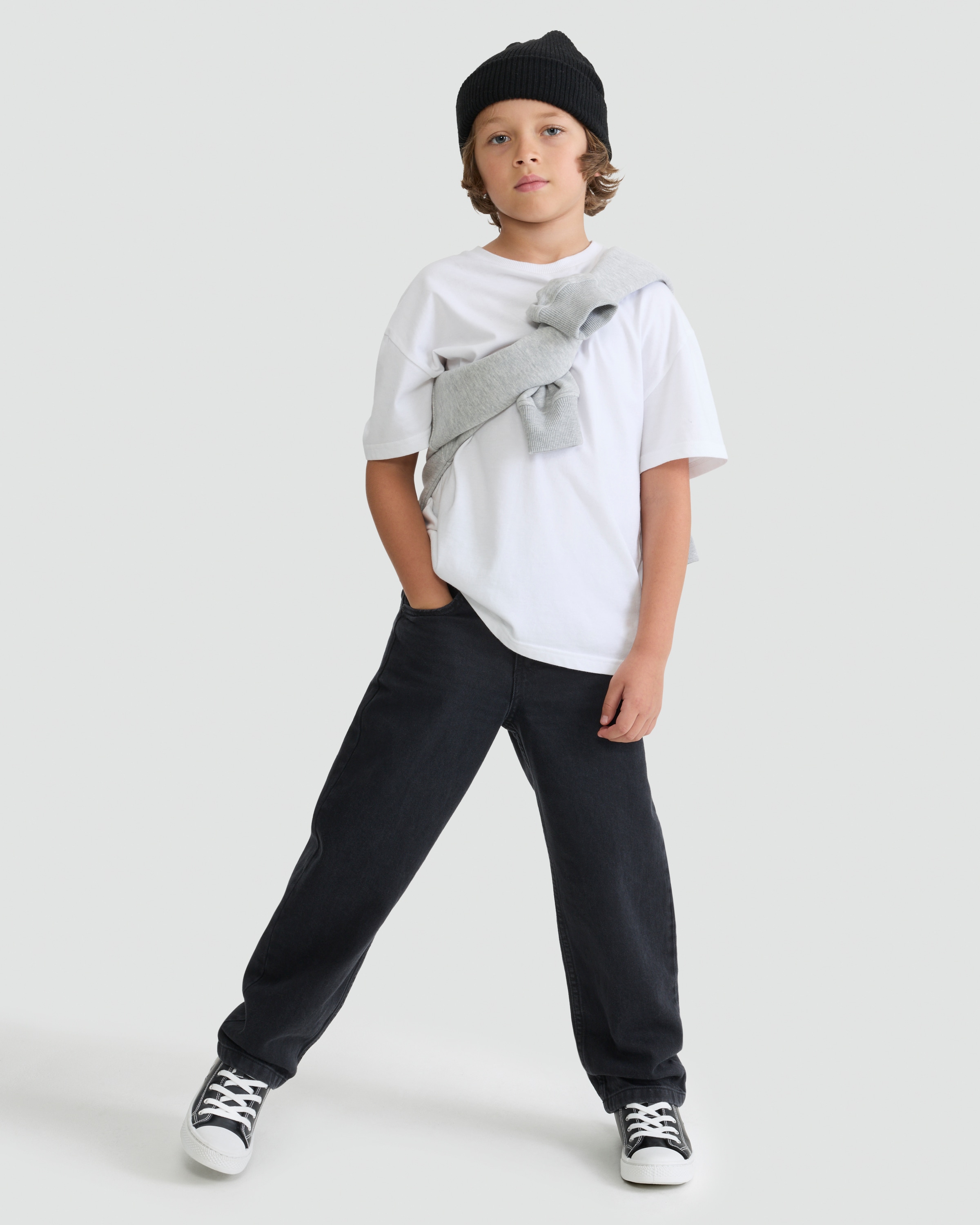 F&F Boys Pure Cotton Straight Leg Jeans in Black