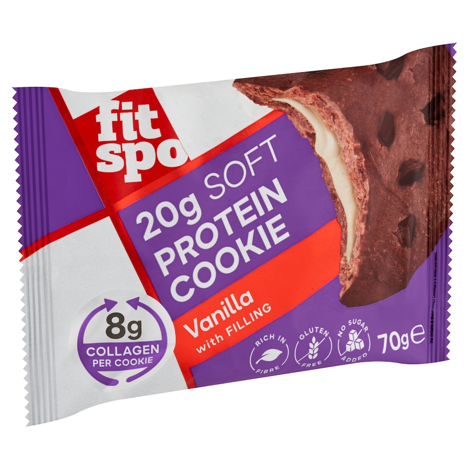 FitSpo Protein Cookie vanília ízesítésű protein süti hozzáadott cukor nélkül 70 g