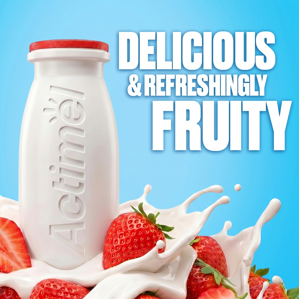 image 1 of Actimel Strawberry Fat Free Immunity Live Yoghurt Drink Multipack 12X100g