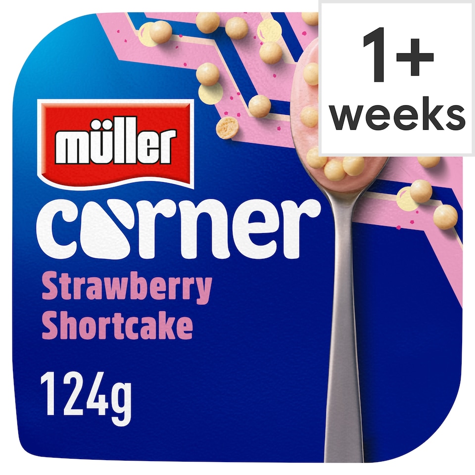 image 1 of Muller Corner Strawberry Yogurt with White Chocolate Shortcake Balls 124g