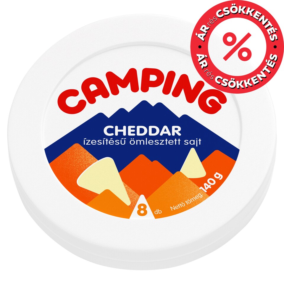 Camping cheddar ízesítésű ömlesztett sajt 8 db 140 g