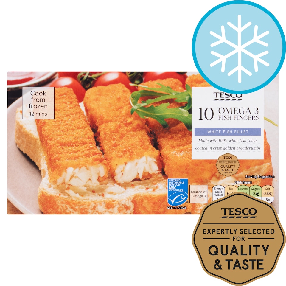 Tesco Omega 3 Fish Fingers 10 Pack 300g
