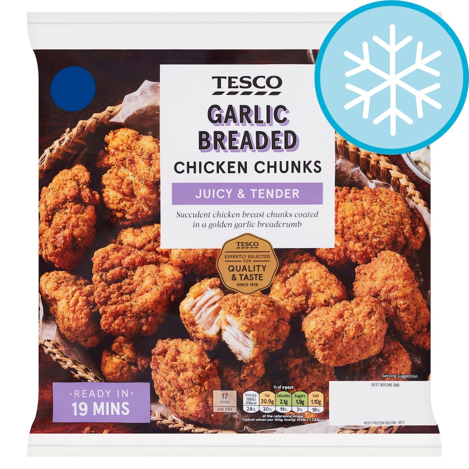 Tesco Garlic Bread Chicken Breast Chunks 650g