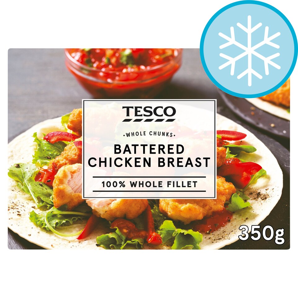 Tesco Whole Chunks Battered Chicken Breast 350G Tesco Groceries