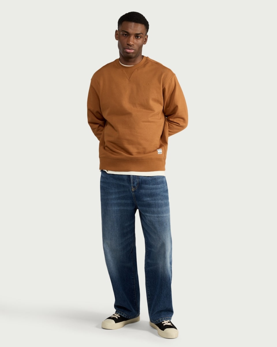 image 1 of RDA Pure Cotton Embroidered Sweatshirt in Camel