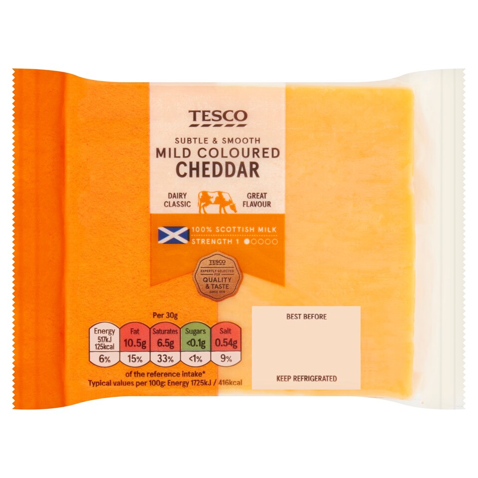 Tesco Scottish Mild Coloured Cheddar Cheese 220G