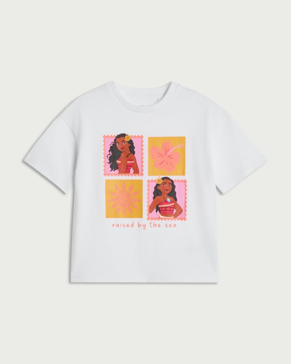 image 1 of Disney Moana Pure Cotton Printed T-Shirt in White