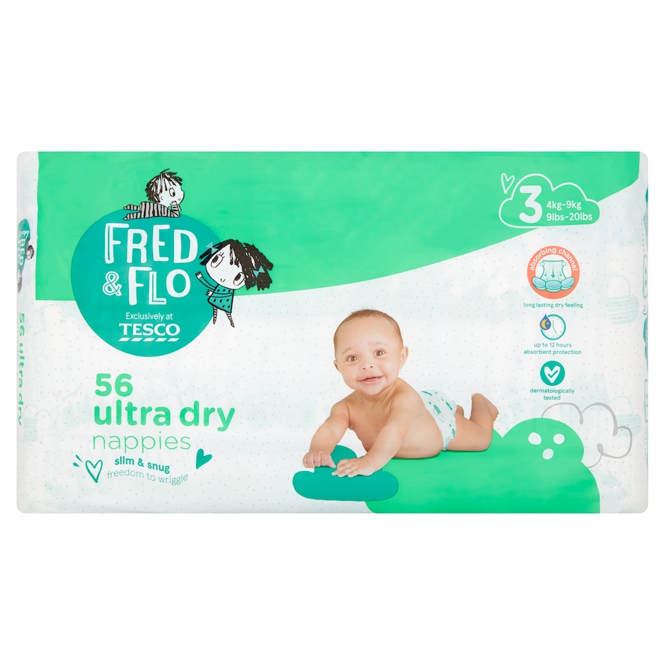 Fred & Flo 56 Ultra Dry Nappies Size 3