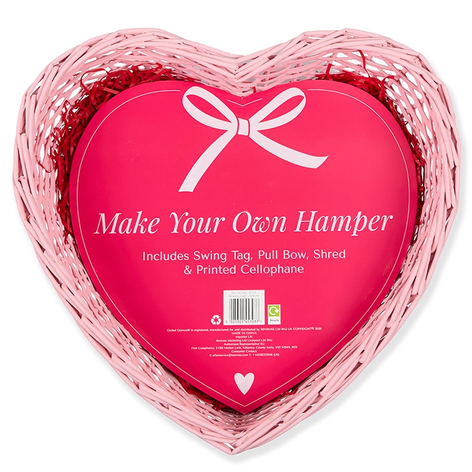 image 1 of Global Gizmos Pink / White Heart Shaped Make Your Own Hamper