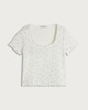 image 4 of F&F Pointelle Floral Print Short Sleeved Pyjama Top in White